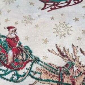 Christmas Fabric Santa Reindeer Sleigh Holiday Print 2 Yards x 44‎ Inches